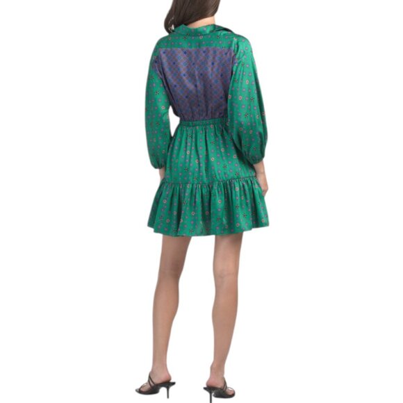 SANDRO Vert/Rose Printed Mini Shirt Dress NWT - Picture 2 of 2